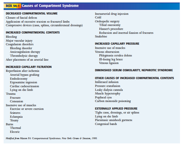 Causes of Compartment Syndrome (Roberts + Hedges)